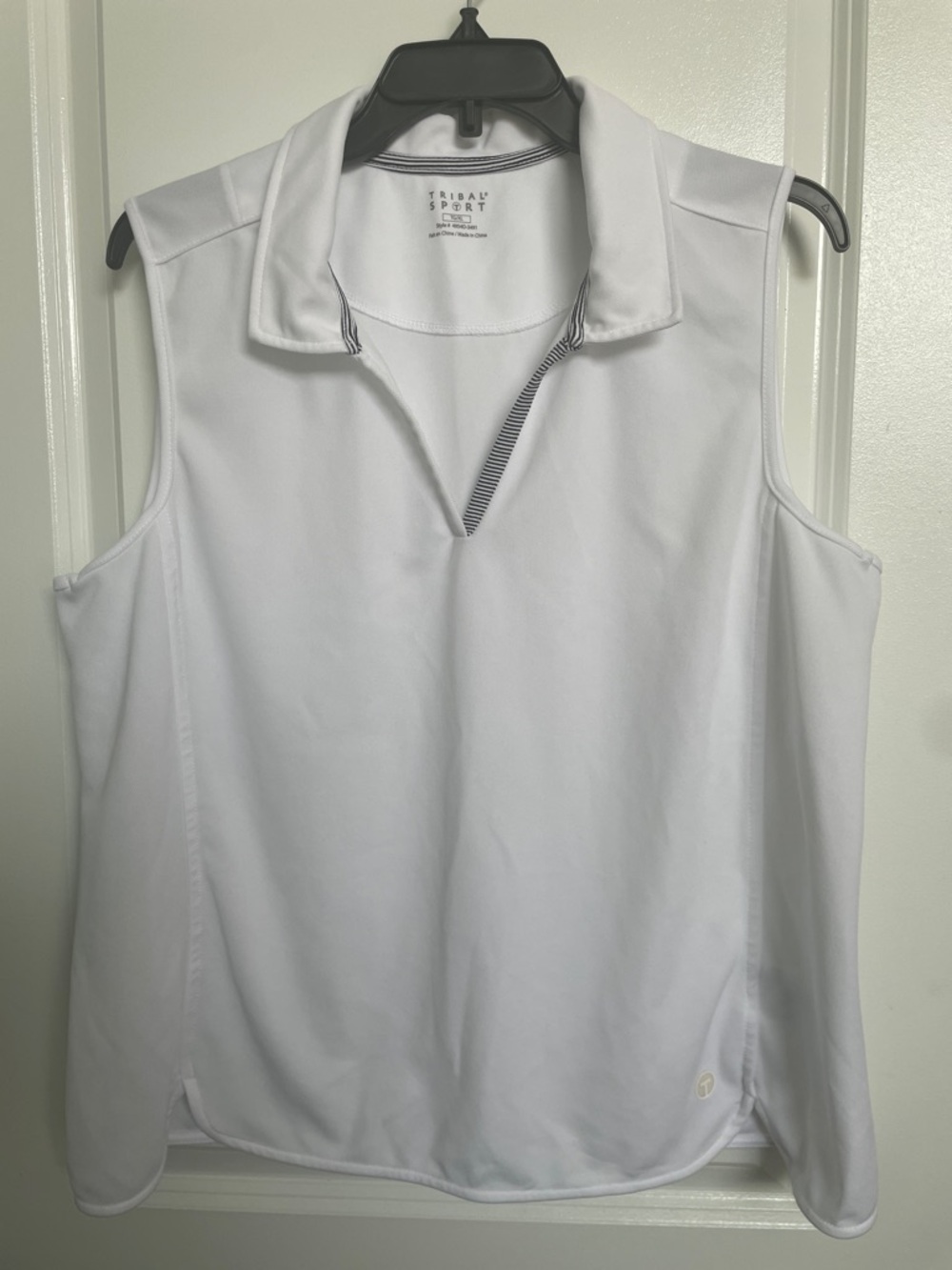 Tribal White Sleeveless Polo Tank Top
